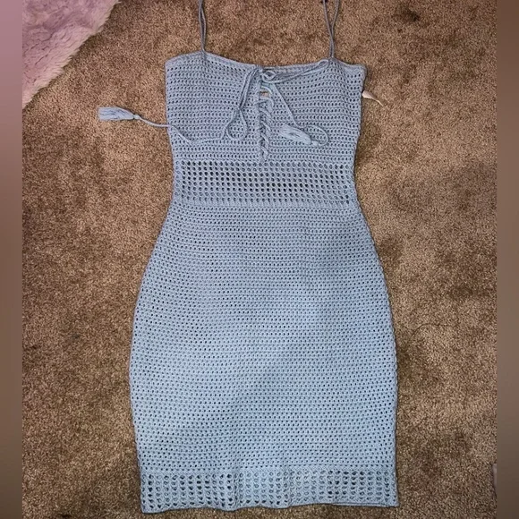 princess polly baby blue dress Eloise Crochet Mini Dress main image 0